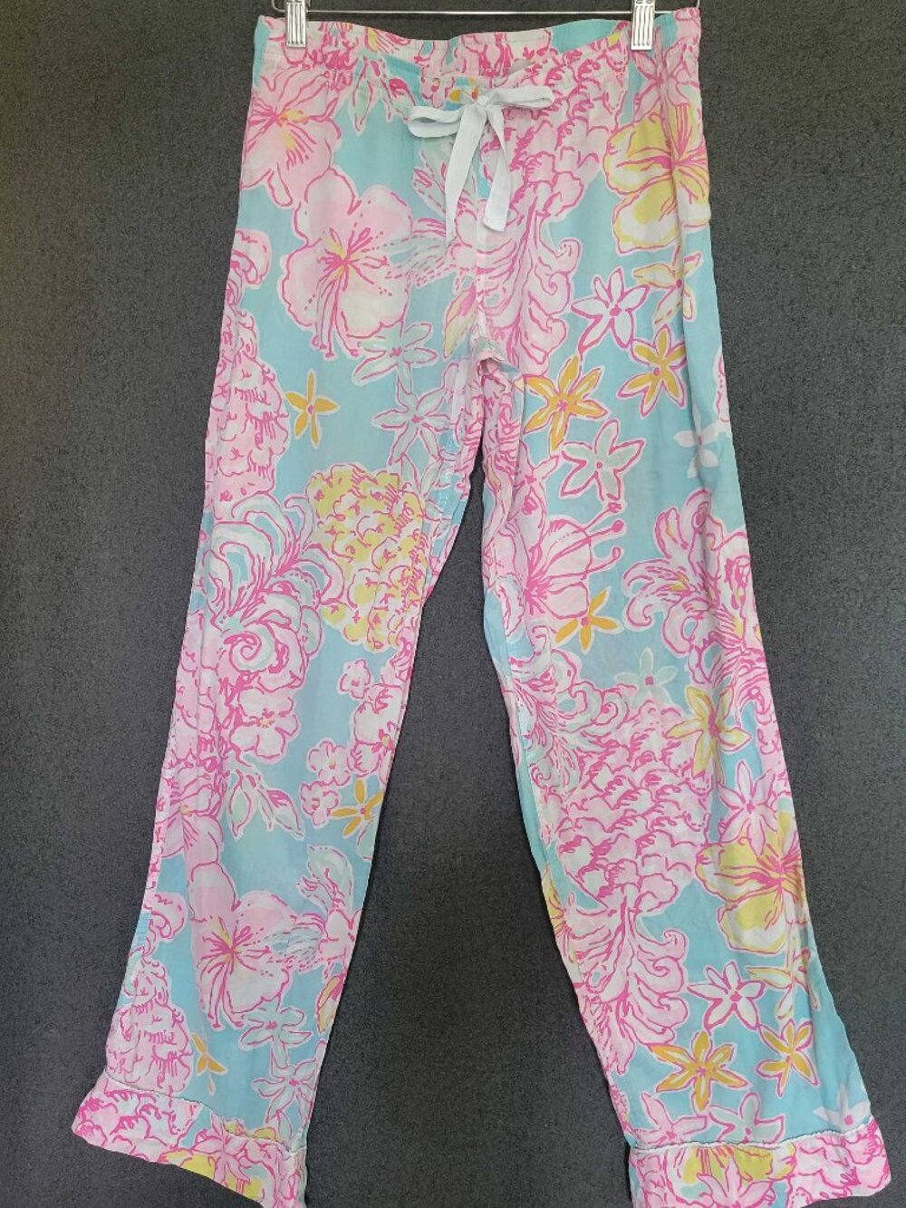 Lilly Pulitzer Cotton Pajama Pants Hibiscus Floral Lightweight Coastal Preppy S